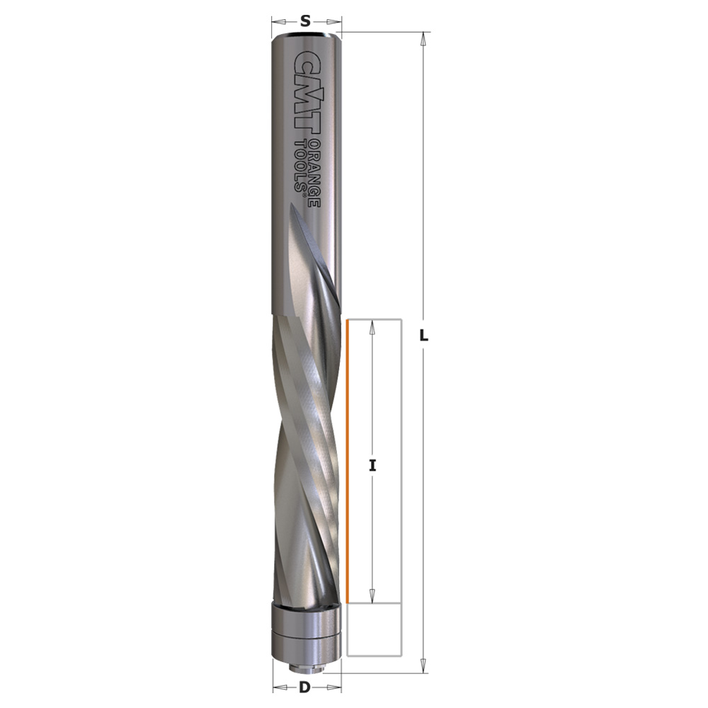 Double-bearing spiral flush trim router bits