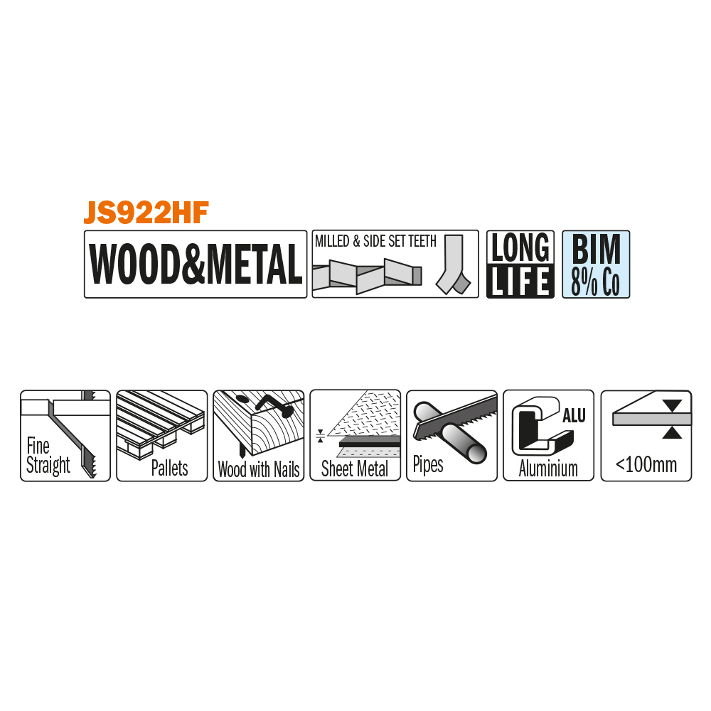 Lame pour la coupe du bois avec clous ou métal, tôles métalliques et en aluminium