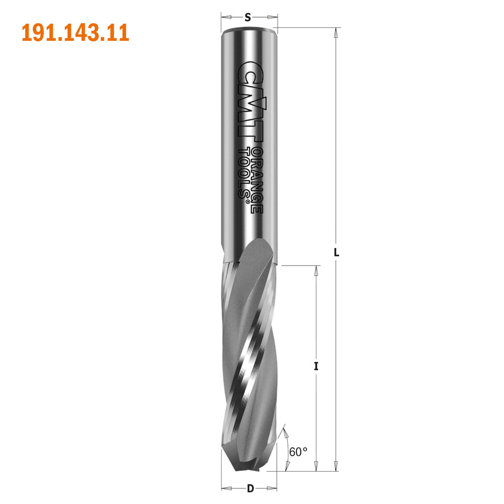 Vollhartmetallfräser mit positiven Spiralschneiden und 60°-Fase für Schlosskasten