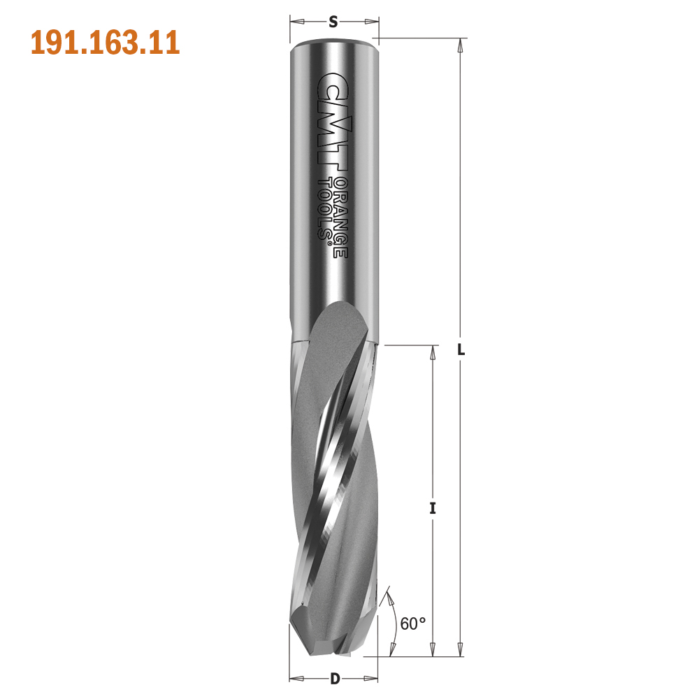 Vollhartmetallfräser mit positiven Spiralschneiden und 60°-Fase für Schlosskasten