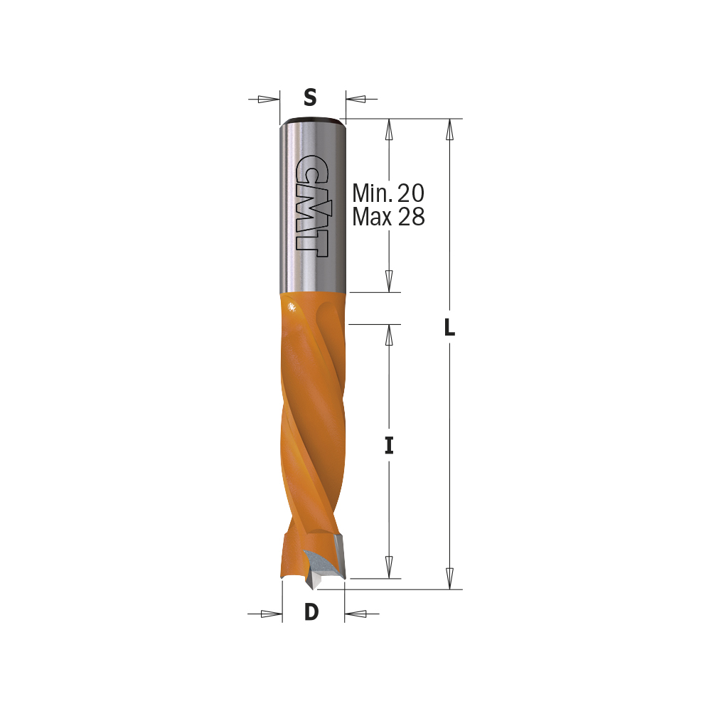 4 Flute Dowel Drills, S=8mm - L=55,5mm