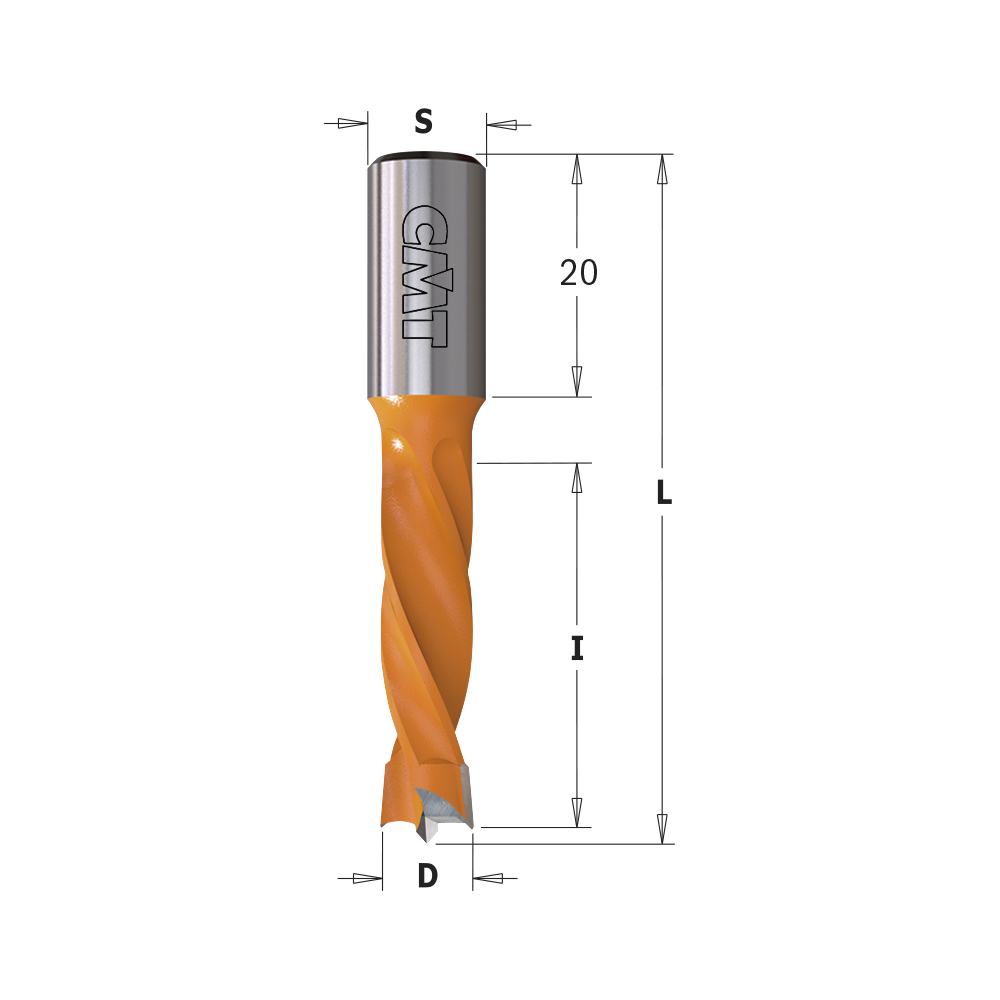 4 Flute Dowel Drills, S=10mm - L=57,5mm