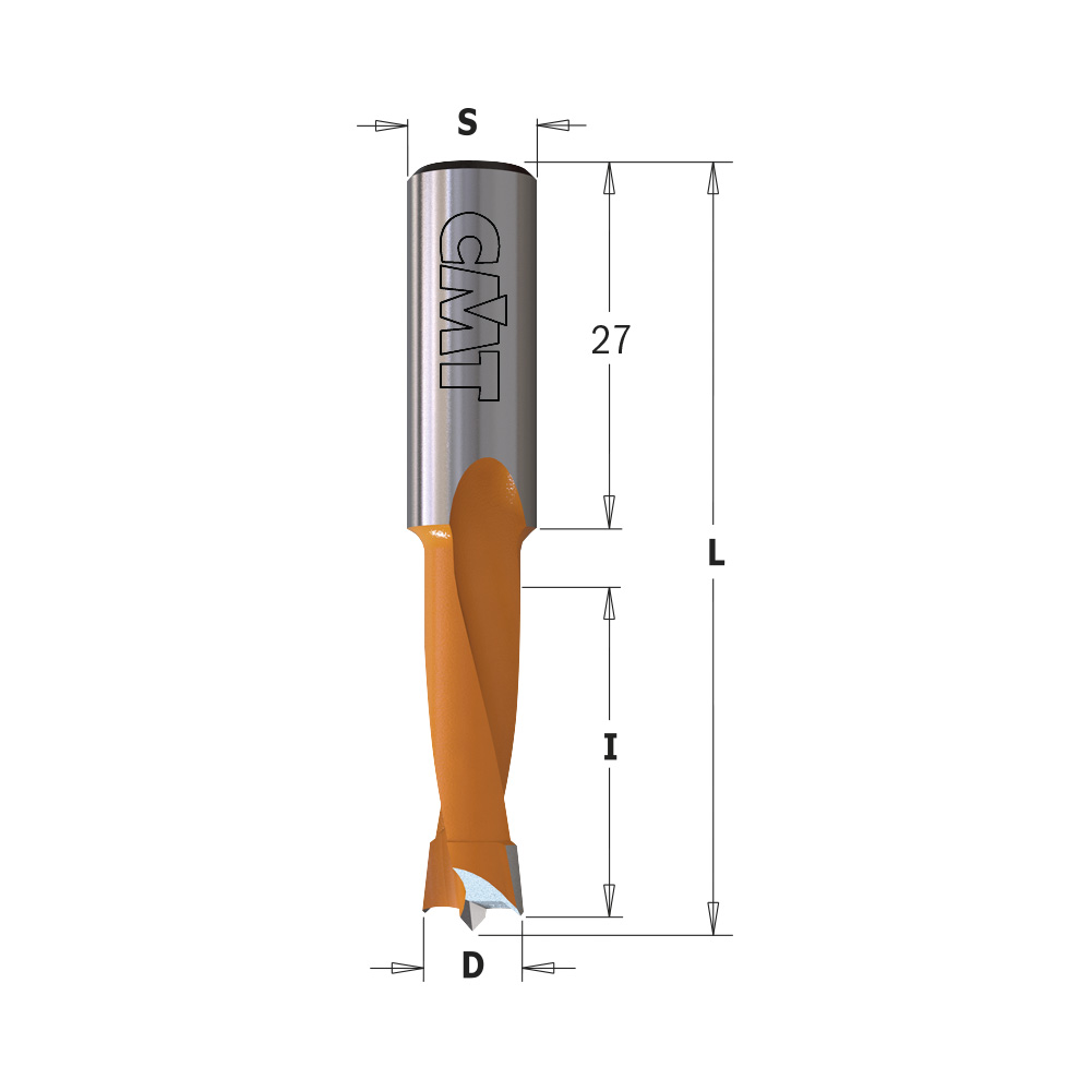 2 Flute Dowel Drills, S=10mm - L=57,5mm