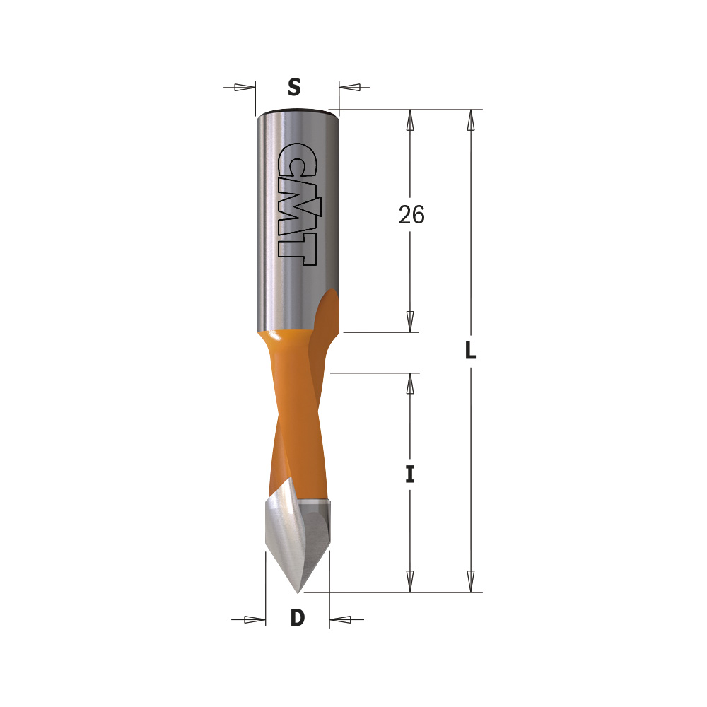 Mèches pour perceuses multi-broches pour trous débouchants, S=10mm - L=57,5mm