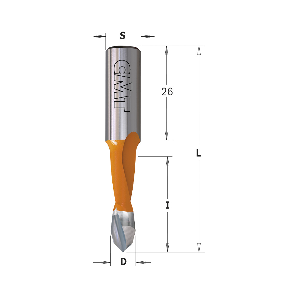 Dowel Drills - LONG LIFE SHARPENING, S=10mm - L=57,5mm