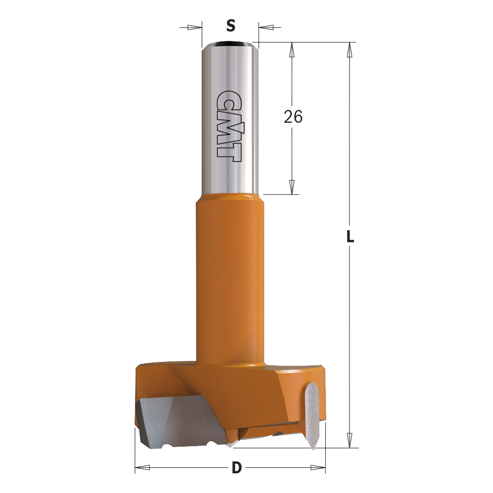 Punte per cerniere con rompitruciolo, S=10mm - L=57,5mm