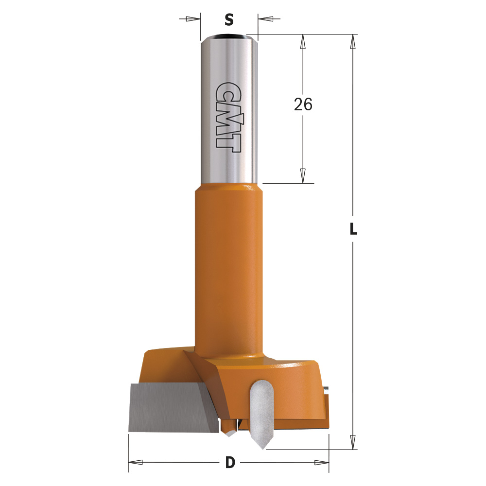 Mèches à façonner pour charnières, S=10mm - L=57,5mm