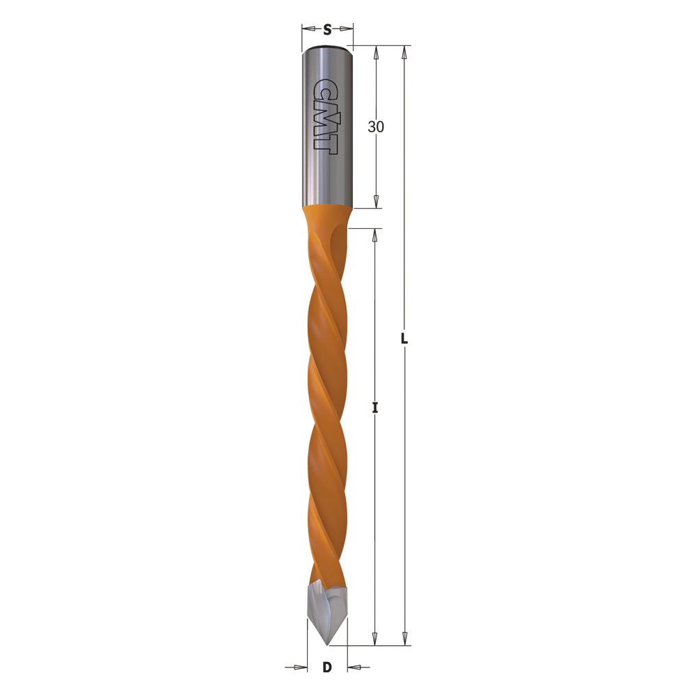 4 Flute Dowel Drills for Through Holes, S=10mm - L=115mm